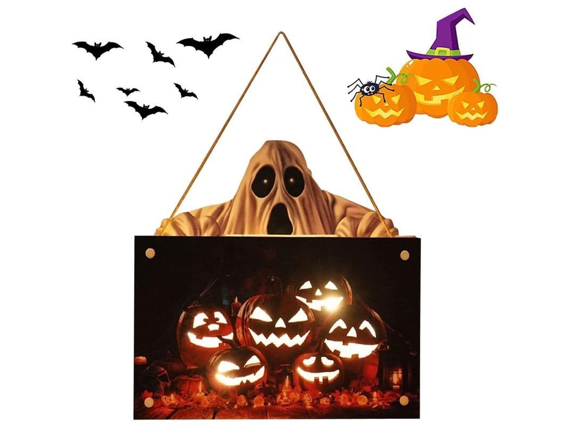 Letrero Navideño Colgante Para Uso En Exteriores E Interiores, Luces Decorativas De Halloween