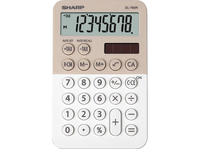 Calculadora Básica SHARP EL-760R Beige y Blanco (8 dígitos)