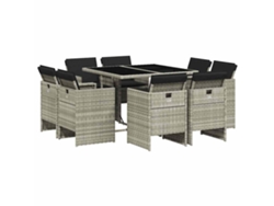 Conjunto de 9 piezas de comedor de jardín con cojines gris claro MAISON EXCLUSIVE