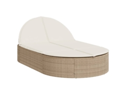 Chaise longue doble con cojines de mimbre, beige, EXCLUSIVA DE LA CASA