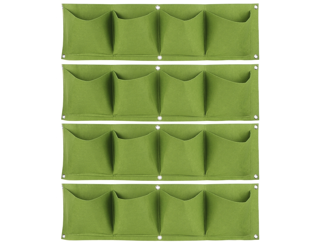 4 bolsas verdes reutilizables para el cultivo de plantas en la pared