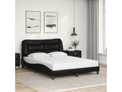 Estructura De Cama Sin Colchón Cuero Sintético Negro 120x200 Cm