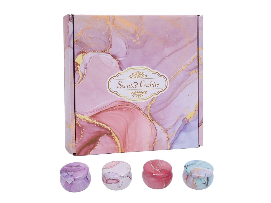 Rebe - Conjunto de 4 velas aromáticas de cera de soja, 120g, longa duração de 120h, em frascos pequenos, ideais para viagens, spa e casa.