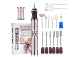 Lixadeira De Unhas Elétrica Profissional De 20000 Rpm Usb Recarregável Com 4 Velocidades Para Manicure E Pedicure Rosa GERTIZ
