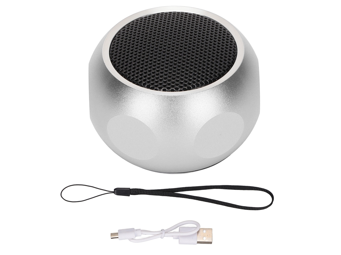 Altavoz Bluetooth (conexión Inalámbrica, Subwoofer Portátil) Mini Cañón De Acero Pequeño Con Batería Integrada Plata