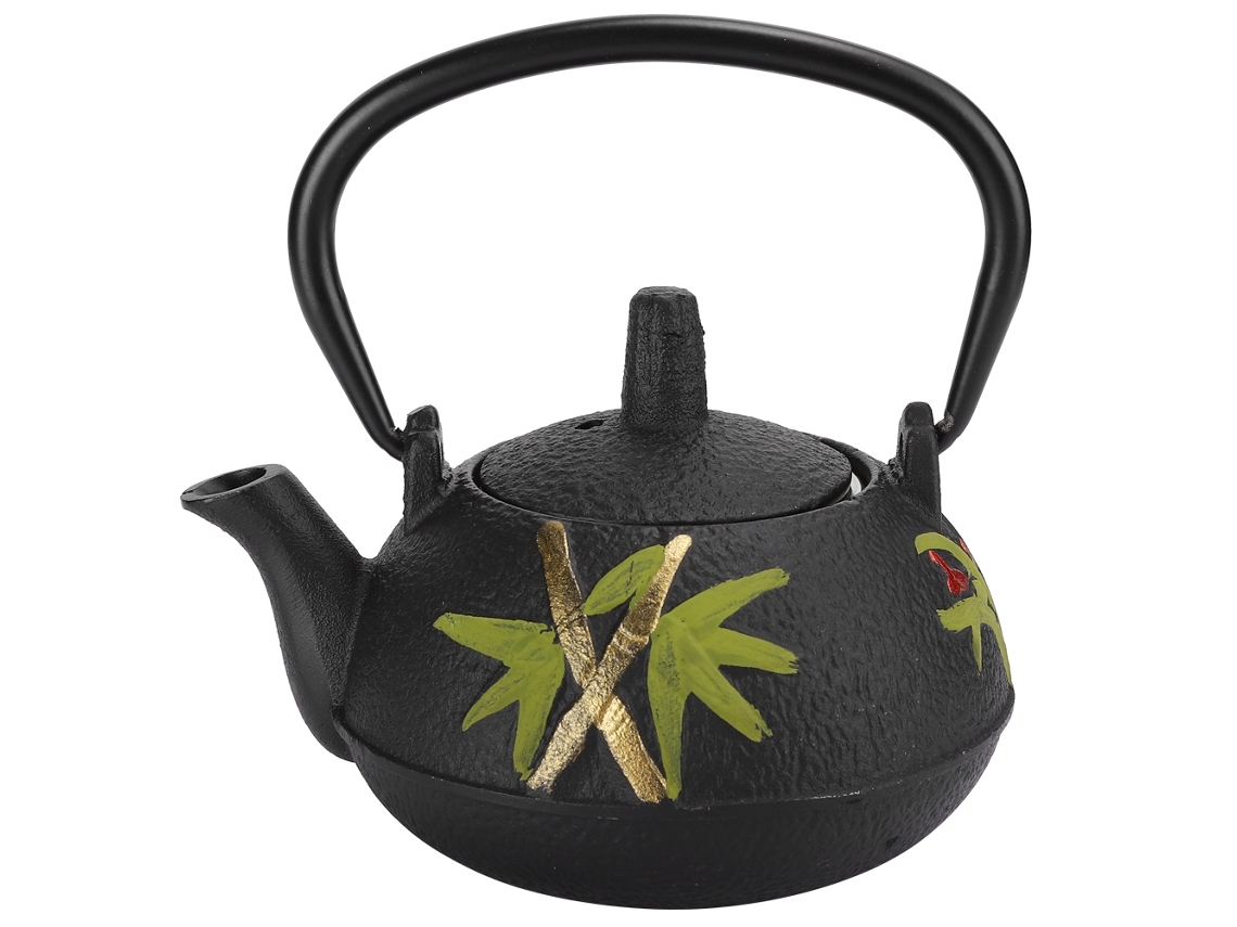 Hervidor de hierro fundido de 0,3 l con diseño de flor de ciruelo de bambú para decoración y uso.