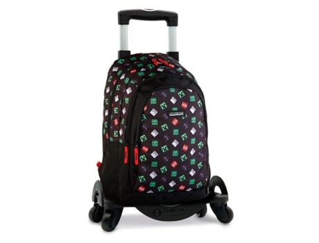 Mochila Escolar MINECRAFT TNT Primaria Doble Compartimento + CARRO TOYBAGS CON 4 RUEDAS GIRATORIAS
