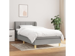 Cama box spring con colchón tela gris claro 80x200 cm
