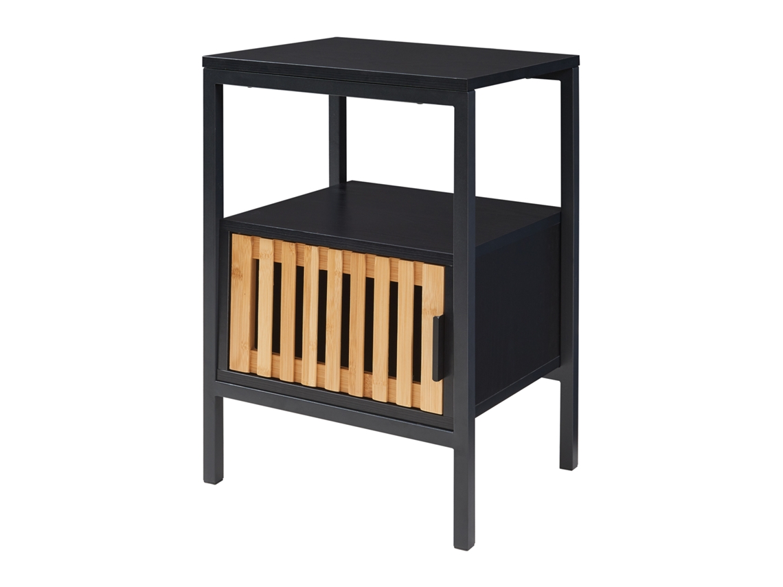 Mesita de noche Luniehti 58x40x33 cm Negro/Natural [EN.CASA]