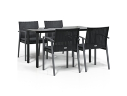 Maison Exclusive - Juego Comedor Jardín 5 Piezas Y Cojines Ratán Sintético Y Acero
