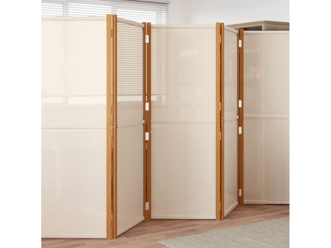 Biombo/Pantalla plegable de 5 paneles 350x180 cm blanco crema Wsd913852 Adorável Casa