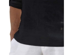 Camisa Casual Para Hombre, Cuello Alto, Manga Larga, Negra, Ligera, Transpirable, Talla 5xl
