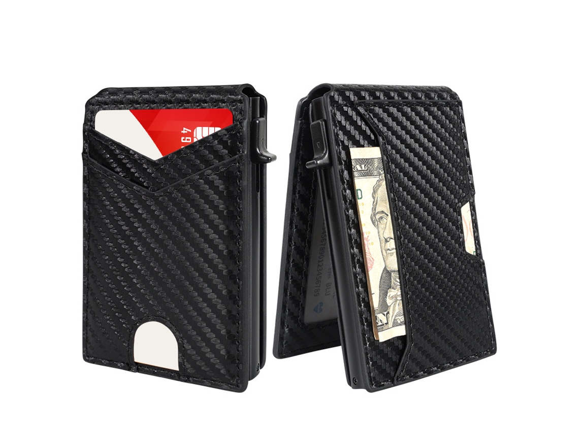 Tarjetero para hombre - Capacidad para 9 a 13 tarjetas y protección RFID - Negro carbón Panoona