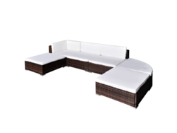 Conjunto de jardín de 6 piezas con cojines de mimbre marrón DKD Home Decor