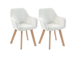 Juego de 2 sillas de comedor modernas tapizadas en terciopelo con patas de madera, 54x57x80 cm, color crema.