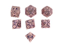 Ats-set De 7 Dados Metálicos Con Patsrones Grabados Electroplatseados Oro Antiguo Púrpura Para Juegos De Mesa, Rpg Y Cartas