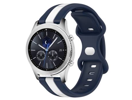 Correa de reloj inteligente para Samsung Gear S3 Classic 22 mm Hebilla de mariposa de silicona bicolor (blanco + azul)