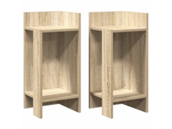 Juego de 2 mesas auxiliares con estante, roble Sonoma, MAISON EXCLUSIVE (110x50x103 cm)