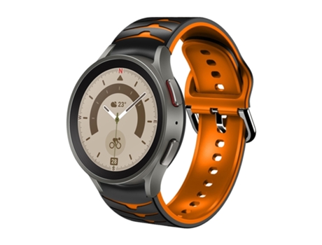 Correa de reloj inteligente para Samsung Galaxy Watch 5 Pro 45 mm Correa de silicona con textura curvada (Negro + Naranja)