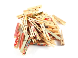 50 Mini Clips De Madera Pintados, Bonitos, Para Papel, Fotos, Ropa Y Manualidades (7,3*1 Cm)