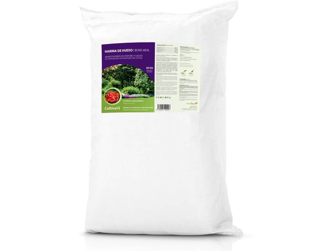 CULTIVERS Harina de Hueso 20 kg Abono para Plantas Ecológico. Aporta Fósforo y Calcio a los Cultivos. Fertilizante 100% Natural