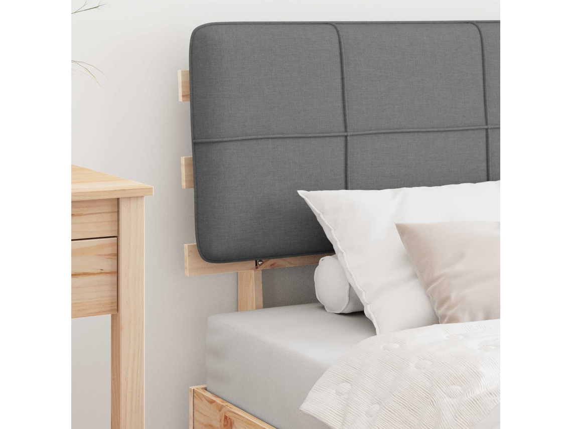 Cama Individual | Estructura De Cama Con Cabecera Tapizada Gris Claro 90 X 200 Cm