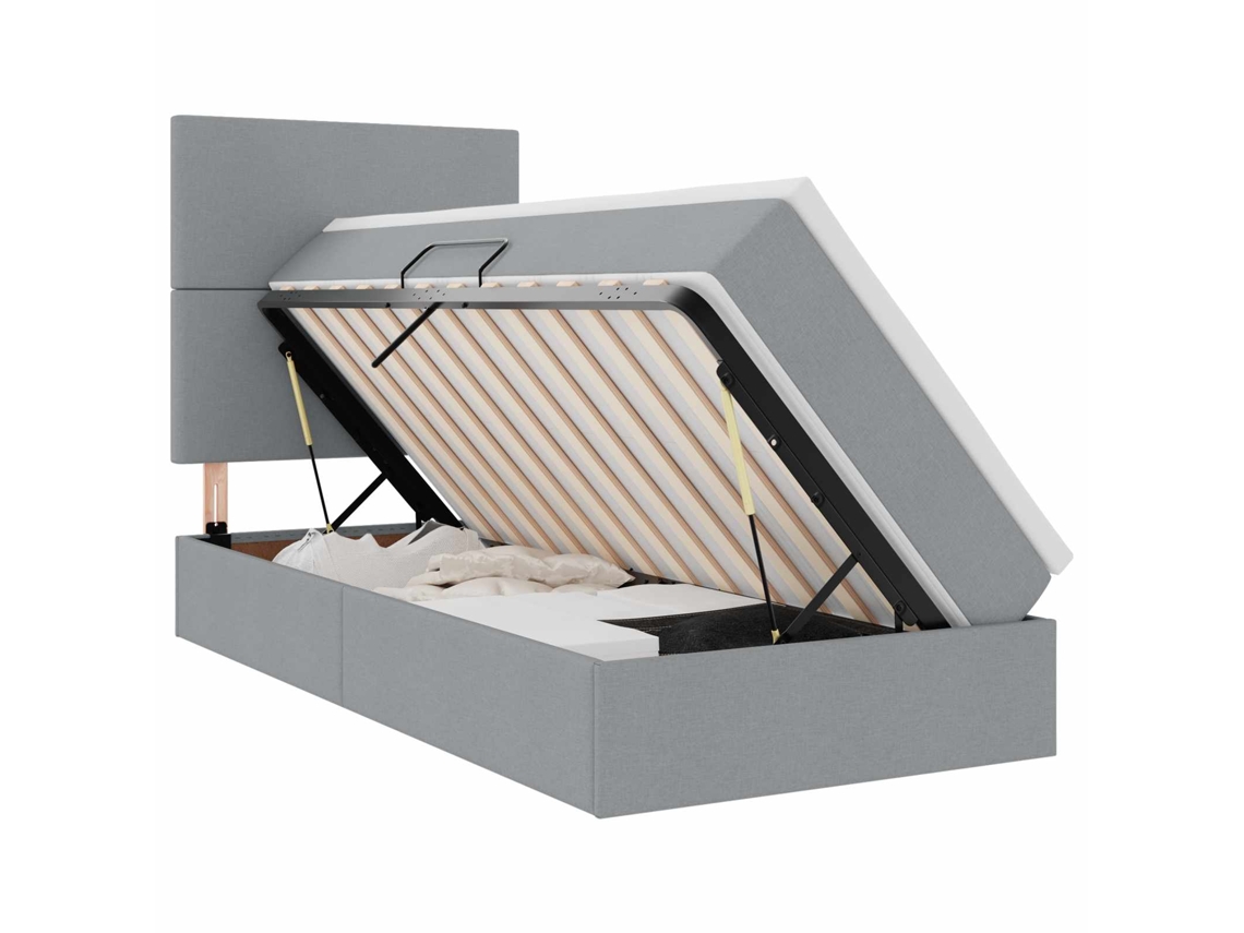 Syfax™ Cama De Almacenamiento Led Con Colchón Gris Claro 90 X 200 Cm