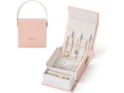Joyero Portátil Para Mujer Con Asa Para Anillos, Pendientes Y Collares (Rosa) GERTIZ