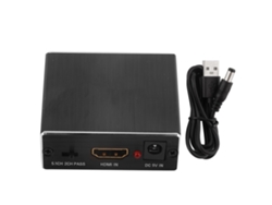 Adaptador Extractos De Áudio Hdmi Para Hdmi Óptico Spdif 3.5mm Metal Preto 4k X 2k Profissional