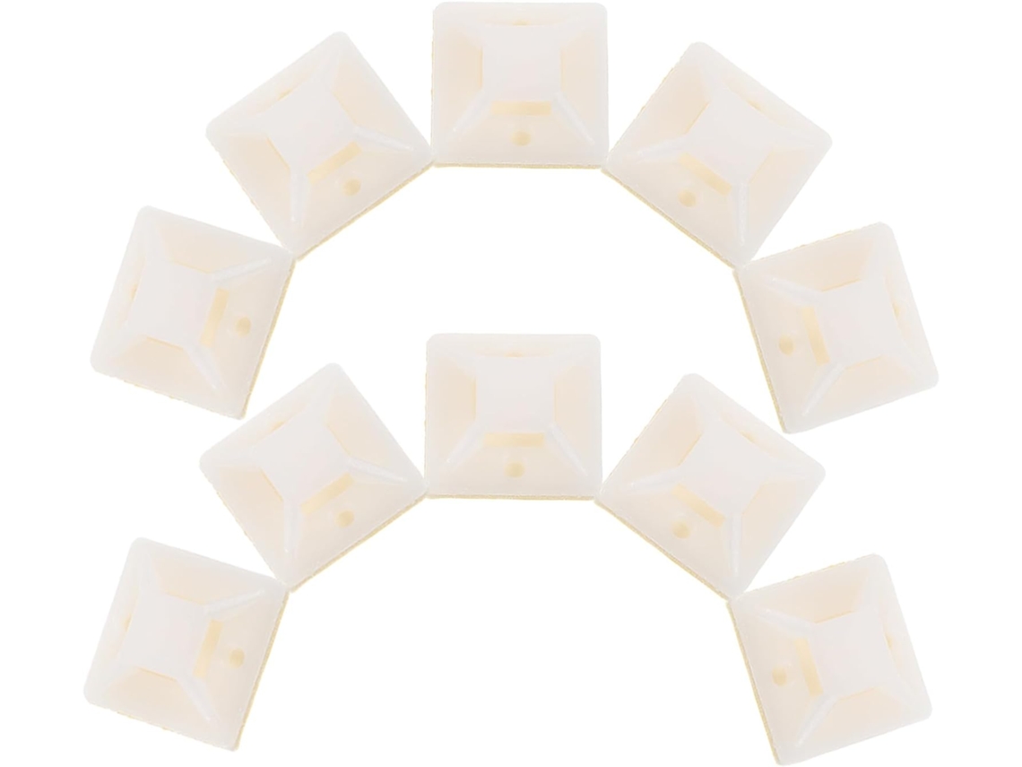 Clips Autoadhesivos Para Cables, 20x20 Mm, Bases De Sujeción De Cables De Abs Blanco, 500 Unidades.