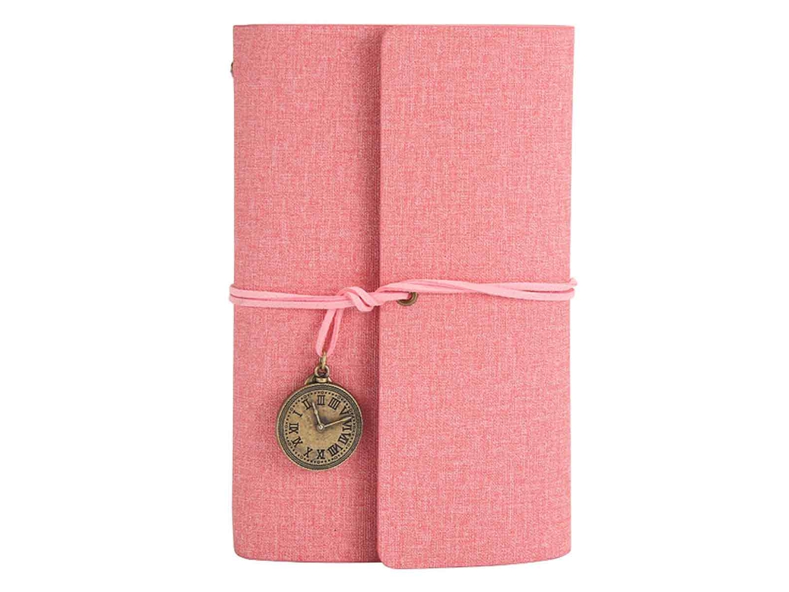 Cuaderno de cuero sintético con elementos de reloj de bolsillo retro y hebilla, interior reemplazable para escribir en Kofihety