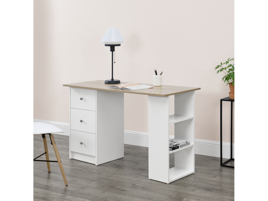 Escritorio [EN.CASA] Aglomerado de madera (Blanco/Roble - 120 x 49 x 72 cm)