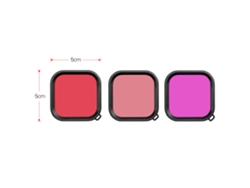 Filtros subacuáticos para GoPro Hero 8: Rojo, Claro Rojo y Magenta - Lentes protectoras para Buceo