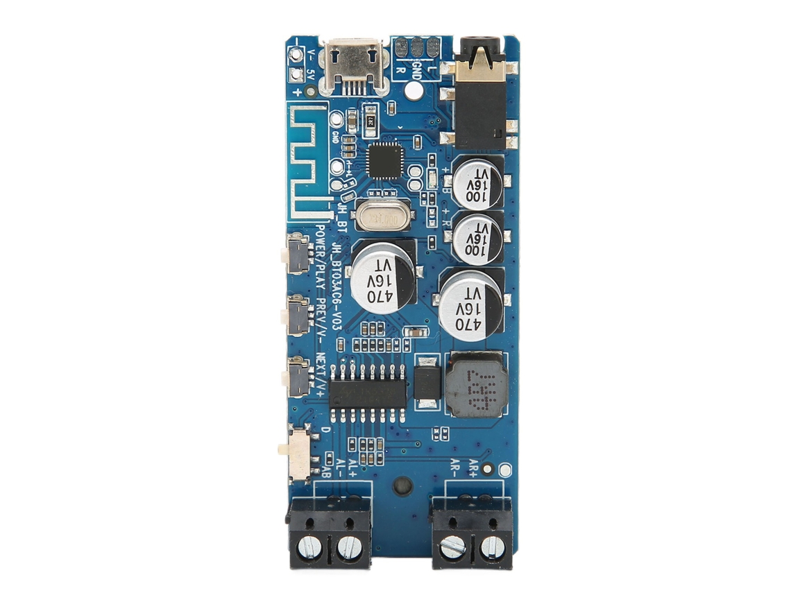 Placa Amplificadora De Potencia Estéreo De 2 Canales Bluetooth 5.0 Con Control Por Botón.