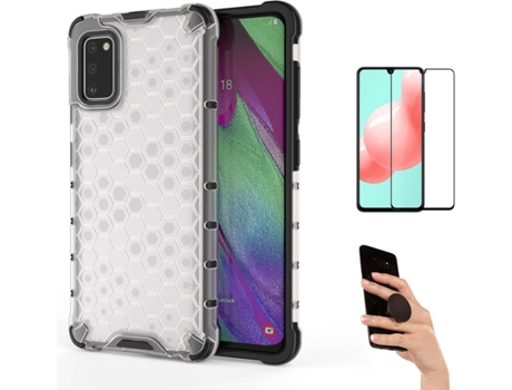 Kit Carcasa Y Protector Samsung A41 Fullcover Rumble Y Popsocket