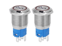 Botón Pulsador Metálico De Reinicio Automático Con Luz Y Número 2, 5 Pines, 16 Mm, 220 V Ca, Rojo, 2 Unidades