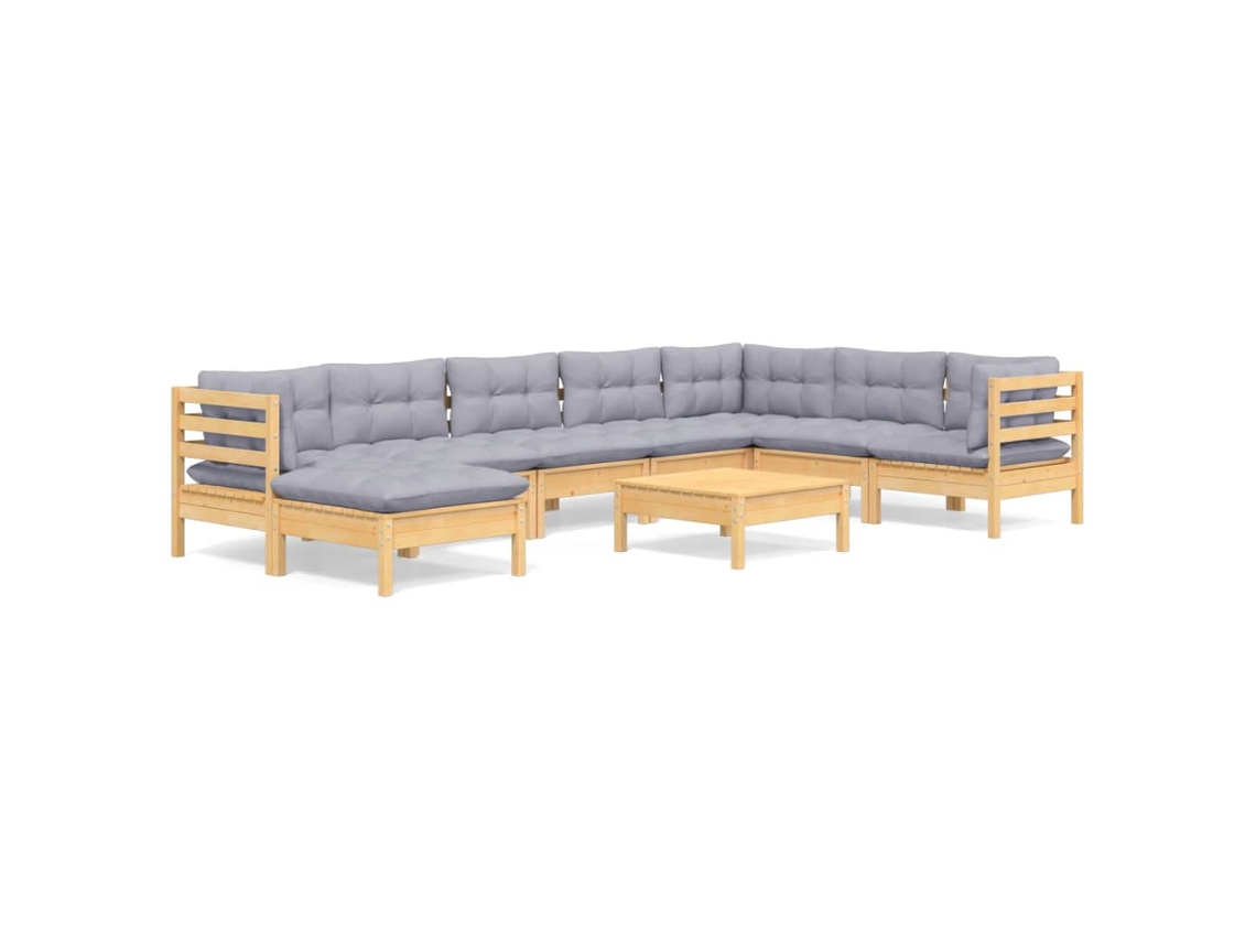 Maison Exclusive - Juego De Muebles De Jardín 9 Pzas Y Cojines Madera Maciza Pino