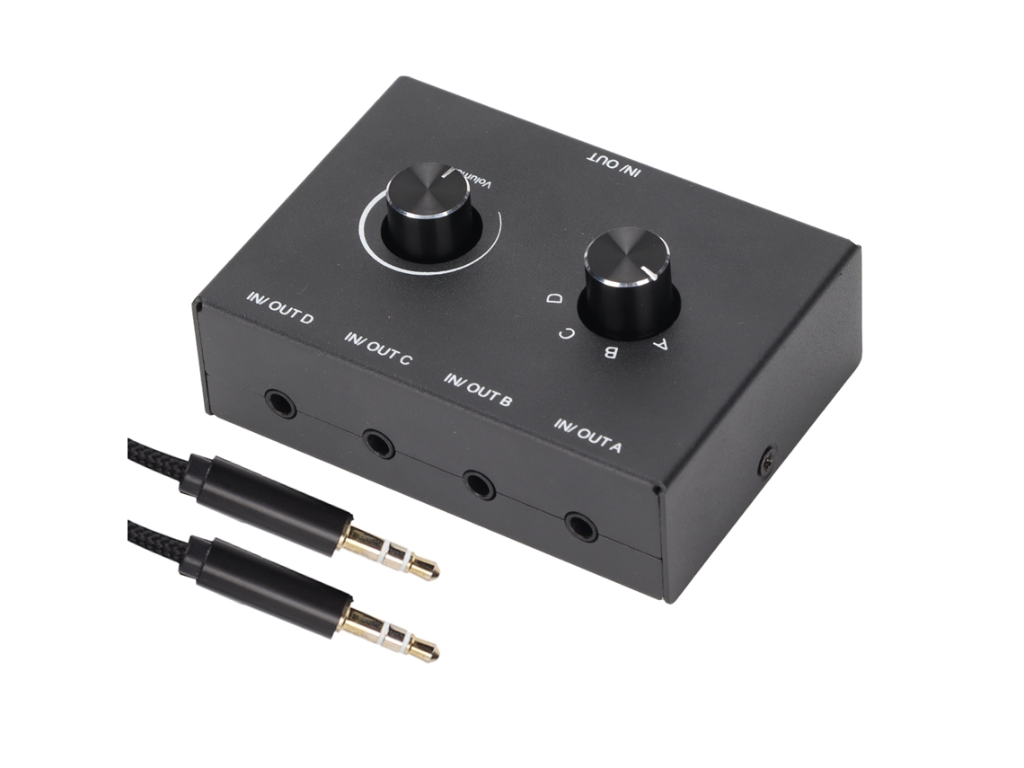Selector Estéreo Pasivo De 4 Puertos De 3,5 Mm, 1 Entrada, 4 Salidas, Convertidor De Auriculares/mp3 De 4 Entradas Y 1 Salida.