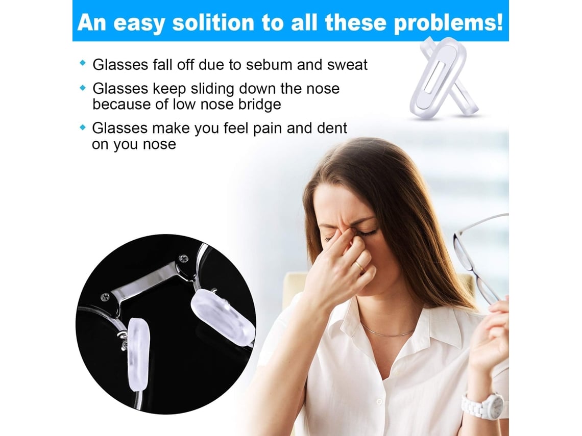 10 pares de almohadillas de silicona para la nariz, almohadillas de  silicona transparente para gafas, almohadillas para la nariz, almohadillas  suaves antideslizantes para anteojos
