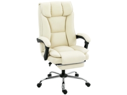 Silla De Oficina Ergonómica Con Reposapiés, De Cuero, Con Ruedas, Giratoria, De Metal, Color Beige/negro.