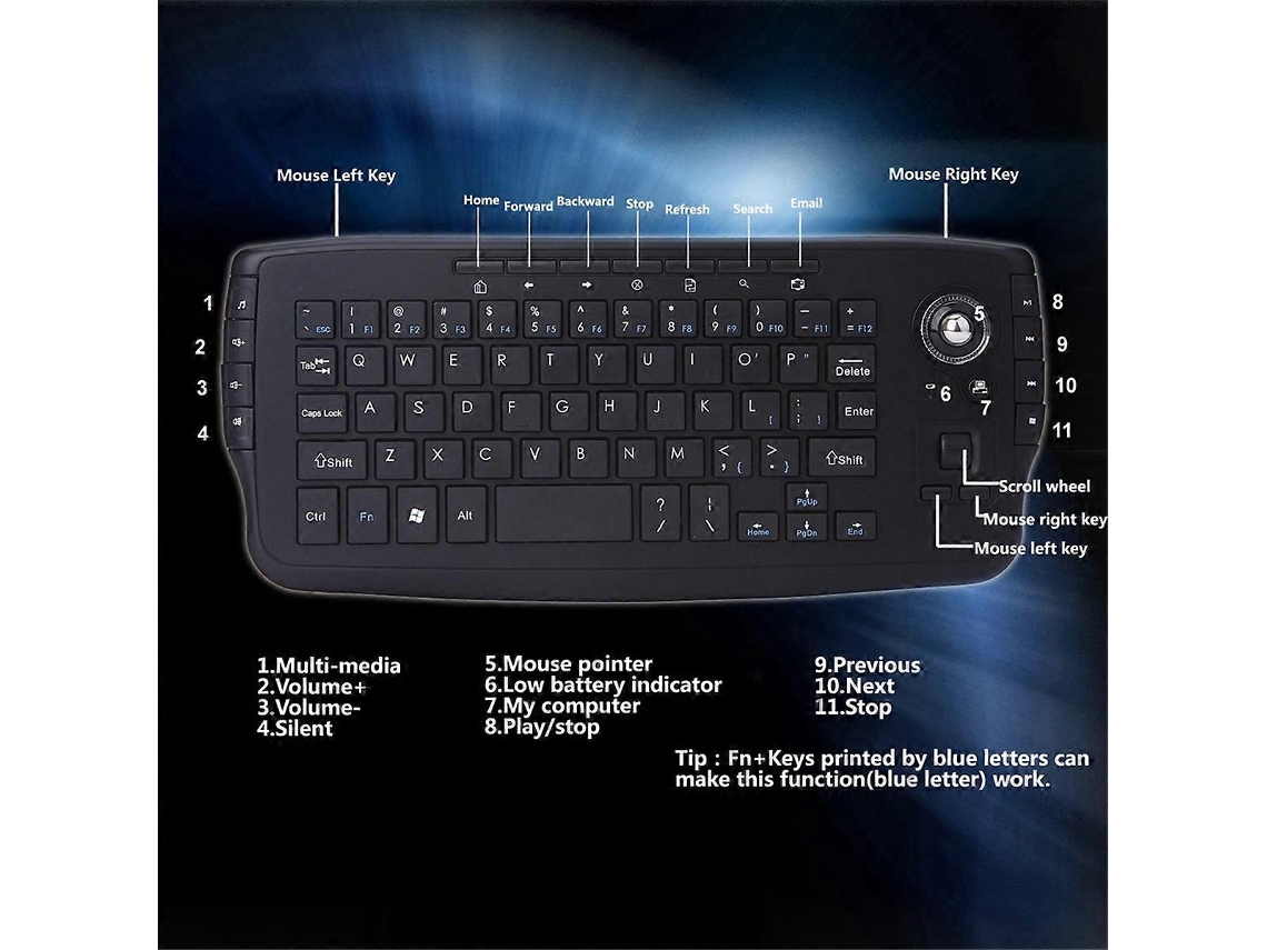 Mini teclado ergonómico inalámbrico para juegos Ly Ebike 2.4g