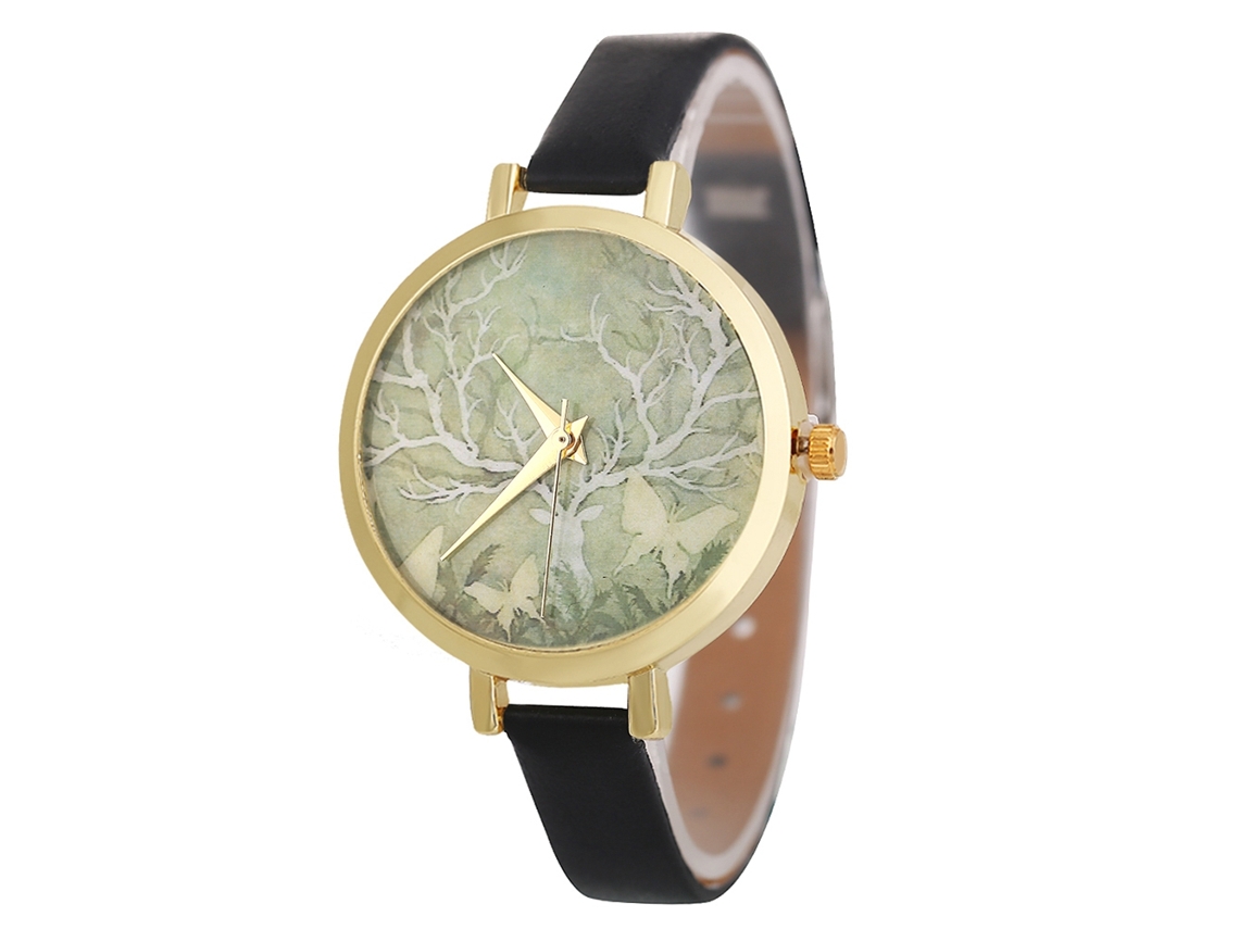 Reloj De Pulsera Analógico De Cuarzo Para Mujer Con Correa De Cuero Negro - Regalo Elegante