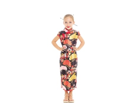 Disfraz de Niña PARTILANDIA shanghai qipao vestido de flores (Tam.: 5-6 anos)
