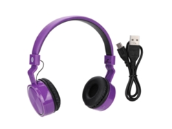 Audífono Bluetooth Inalámbrico Portátil B-12 Con Fm, Audio, Música Y Pantalla Morado