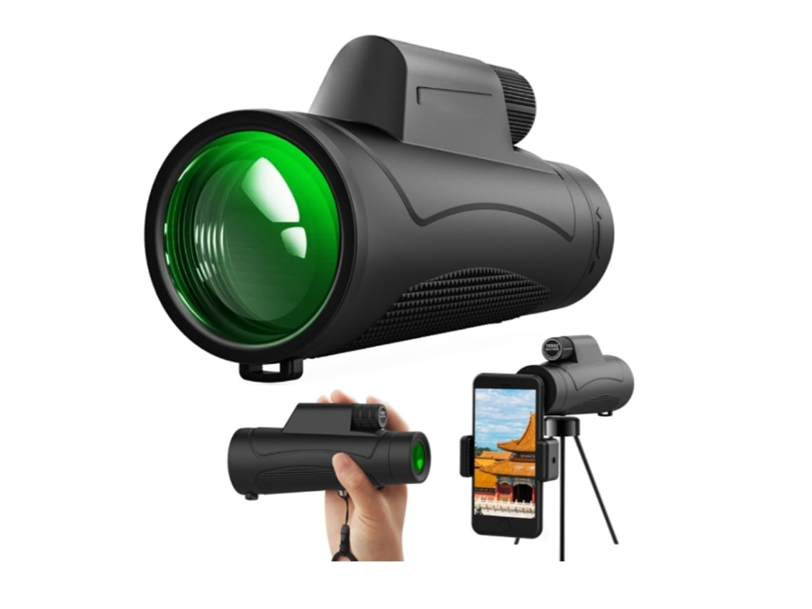 Telescopio monocular Chennnls 12x42 mejorado para adultos, monocular de prisma de alta potencia, HD, negro