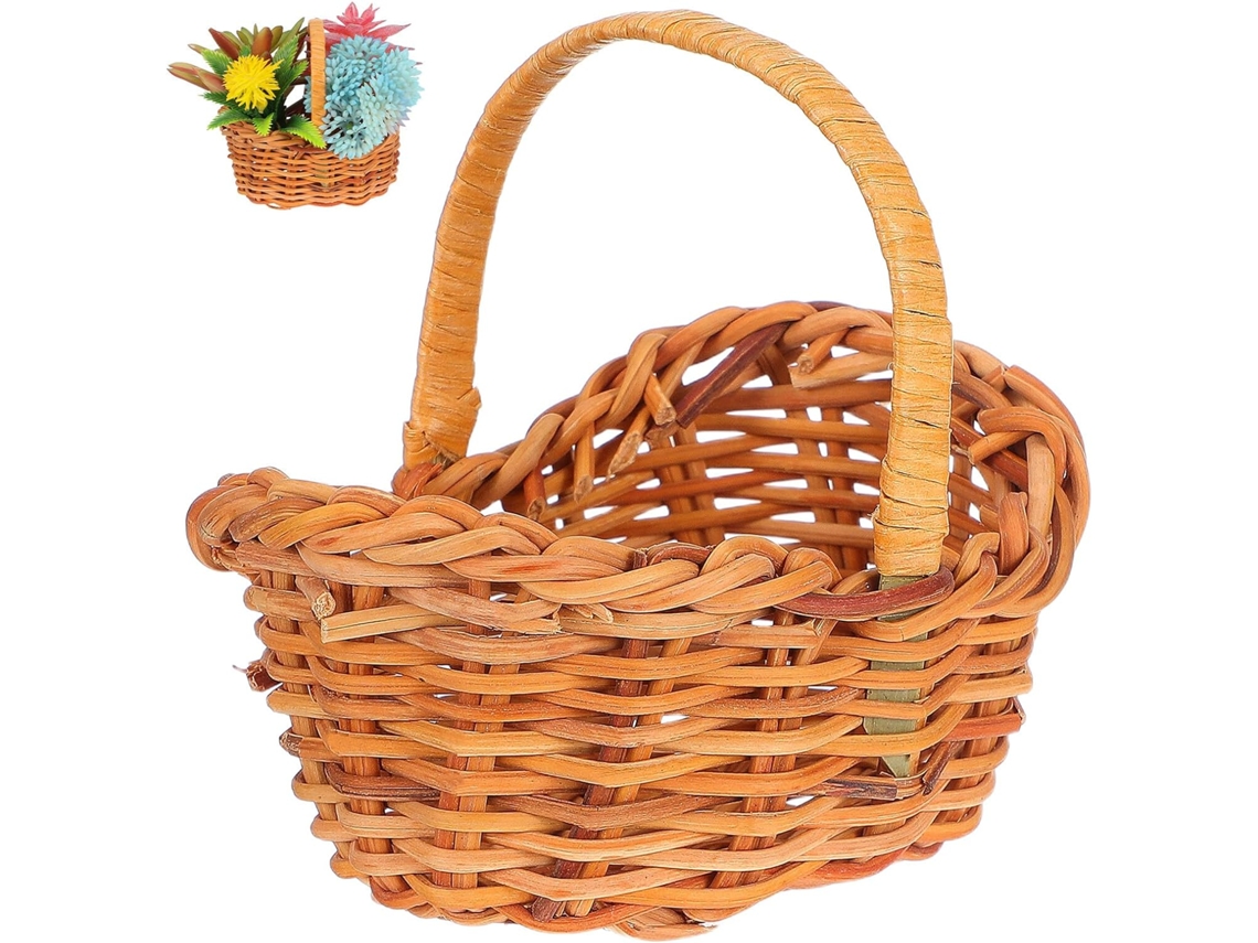 Cesta pequeña de mimbre natural Slowmoose para flores/picnics.