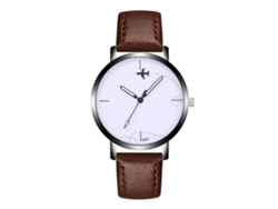 Reloj De Cuero Moda Dial Redondo Analógico De Cuarzo Para Mujer Y Hombre Café Oscuro