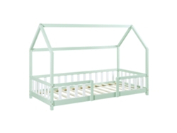 Cama infantil Sisimiut Forma de Casa Pino 90X200 Cm Verde y Blanco EN.CASA