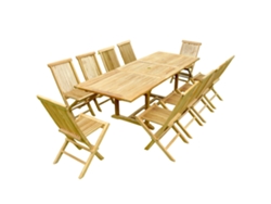 Conjunto de Jantar CONCEPT U Kajang (Marrón - Teca - 300x90x75 cm)