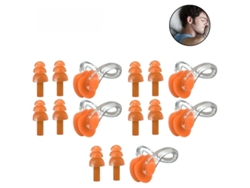 MEOIRUERY Tapones de Oído para Natación, 5 Pares Reutilizables de Silicona con Pinza para Nariz, Cómodos, Impermeables y Suaves